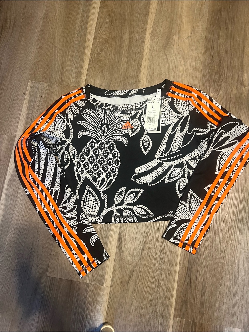 Adidas Women’s Black & Orange Floral Crop Top brand new with tags sz large